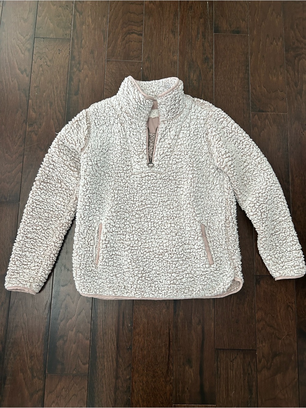 Cozy Sherpa Quarter-Zip Pullover Sweater - Blush